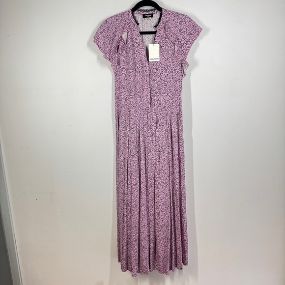 Zadig & Voltaire Pink Print Maxi Dress Size XS Flutter Sleeve Romantic - Picture 3 of 16
